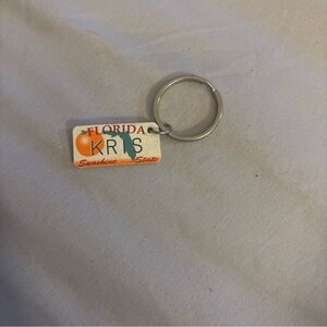 Vintage Florida Souvenir License Plate Keychain Tag Kris FL Lg Stocking Stuffer